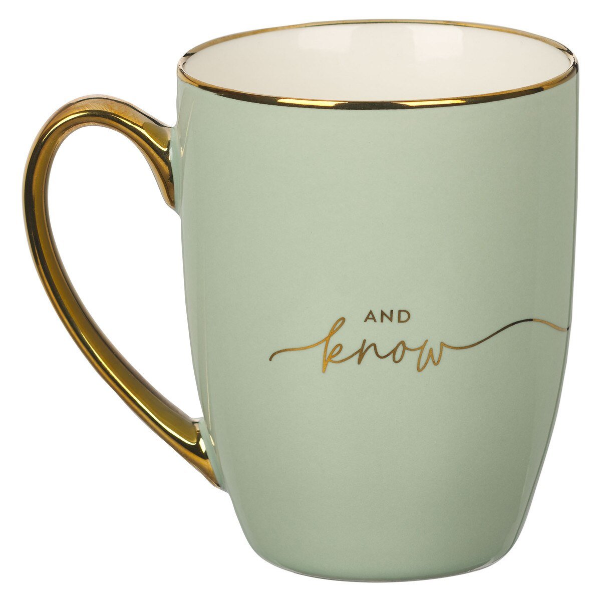 Be Still Soft Green and Gold Ceramic Coffee Mug - Jessi Jayne Boutique