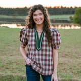 Taupe Highland Charm Plaid Blouse - Jessi Jayne Boutique