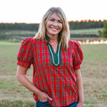 Red Highland Charm Plaid Blouse - Jessi Jayne Boutique