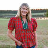Red Highland Charm Plaid Blouse - Jessi Jayne Boutique