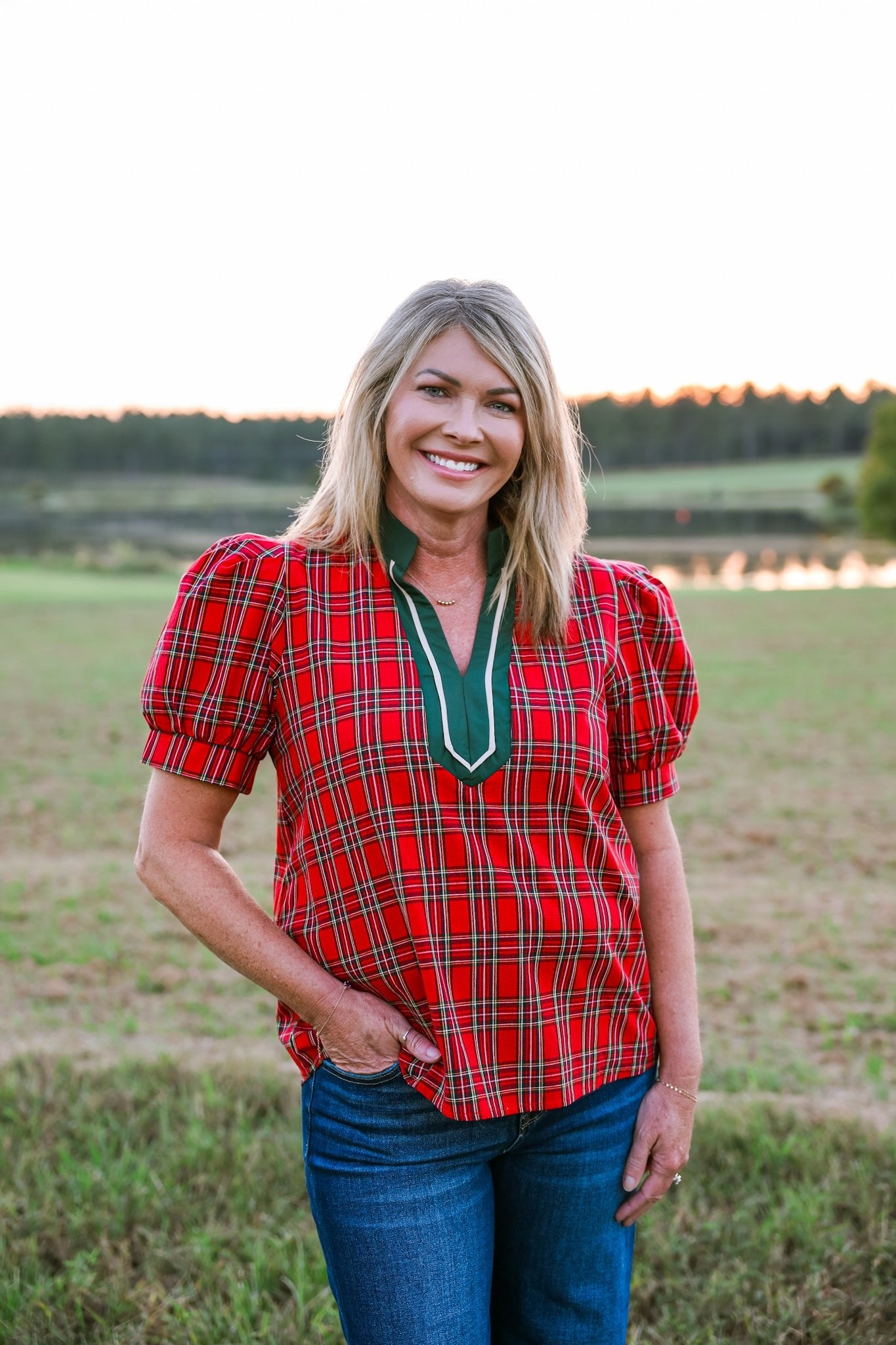 Red Highland Charm Plaid Blouse - Jessi Jayne Boutique