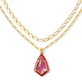 Kendra Scott Camry Gold Enamel Frame Multi Strand Necklace in Azalea Illusion - Jessi Jayne Boutique