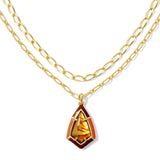 Kendra Scott Camry Gold Enamel Frame Multi Strand Necklace in Marbled Amber Illusion - Jessi Jayne Boutique