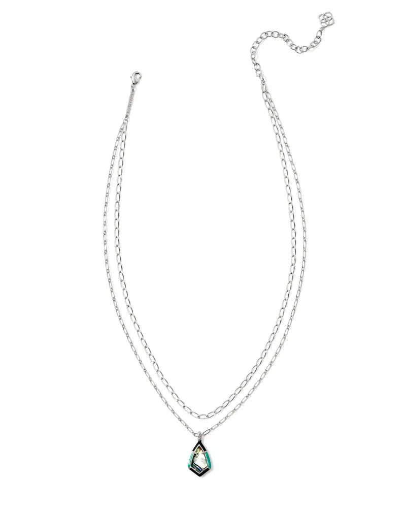 Kendra Scott Camry Silver Enamel Frame Multi Strand Necklace in Abalone Shell - Jessi Jayne Boutique