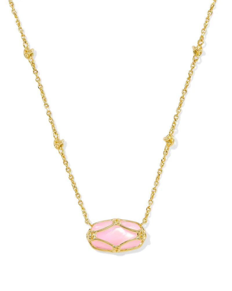 Kendra Scott Elisa Lattice Frame Gold Short Pendant Necklace - Jessi Jayne Boutique