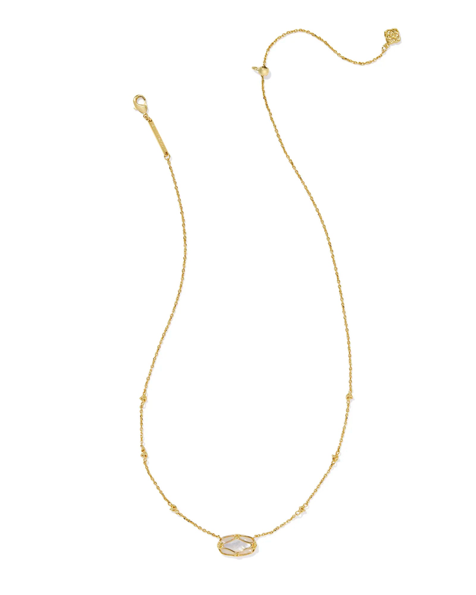 Kendra Scott Ivory Elisa Lattice Frame Gold Short Pendant Necklace - Jessi Jayne Boutique