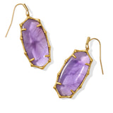 Kendra Scott Elle Vintage Gold Bamboo Frame Drop Dark Purple Earrings - Jessi Jayne Boutique