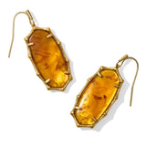 Kendra Scott Elle Vintage Gold Bamboo Frame Drop Marbled Amber Earrings - Jessi Jayne Boutique