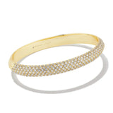 Kendra Scott Mikki Pave Bangle Gold White Bracelet Size S/M - Jessi Jayne Boutique
