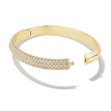 Kendra Scott Mikki Pave Bangle Gold White Bracelet Size S/M - Jessi Jayne Boutique