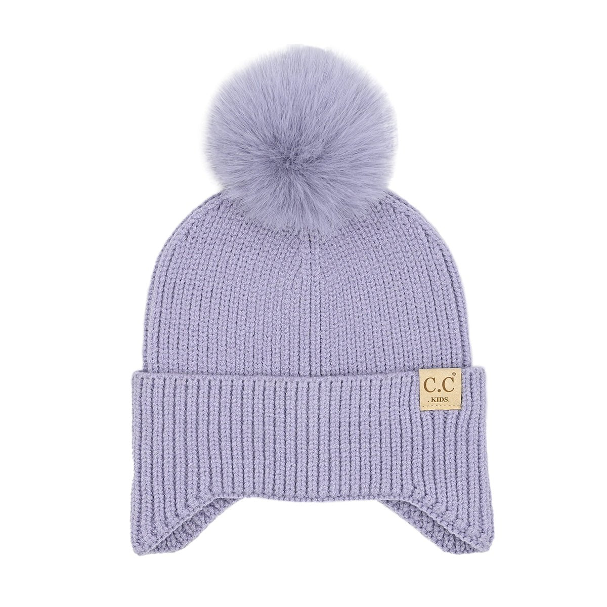 Kids Puff Ball Earflap CC Beanie (two colors) - Jessi Jayne Boutique