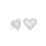 Kendra Scott Ari Heart Silver Stud Earrings in Ivory MOP - Jessi Jayne Boutique