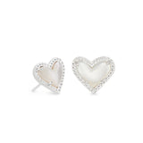 Kendra Scott Ari Heart Silver Stud Earrings in Ivory MOP - Jessi Jayne Boutique