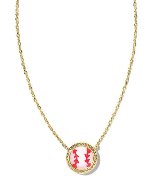Kendra Scott Baseball Gold Short Pendant Necklace in Ivory Mother - of - Pearl Necklace - Jessi Jayne Boutique