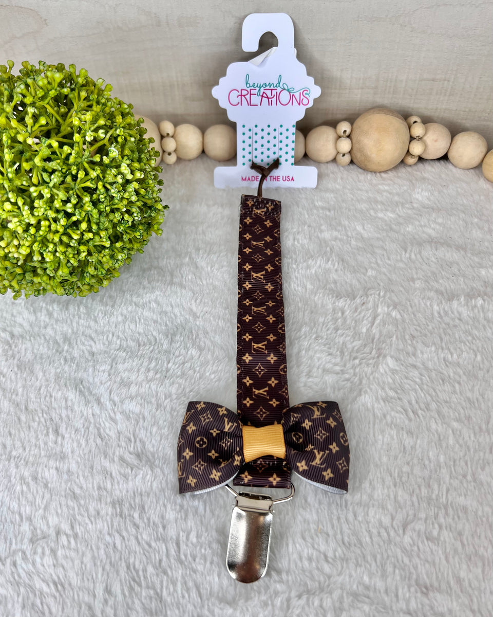 LV Inspired Pacifier Clip With Detachable Bow – Jessi Jayne Boutique