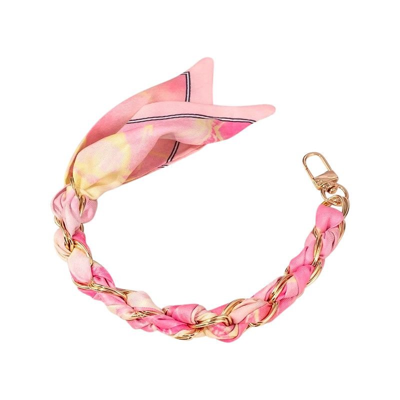 Gemelli Gold Phone Chain with Scarf Pink Mix - Jessi Jayne Boutique