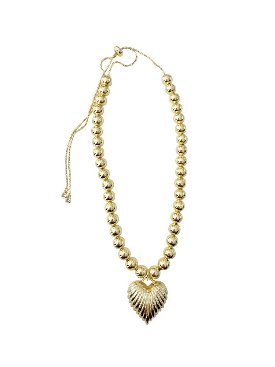 Gemelli Amelia Gold Scalloped Heart Adjustable Necklace - Jessi Jayne Boutique