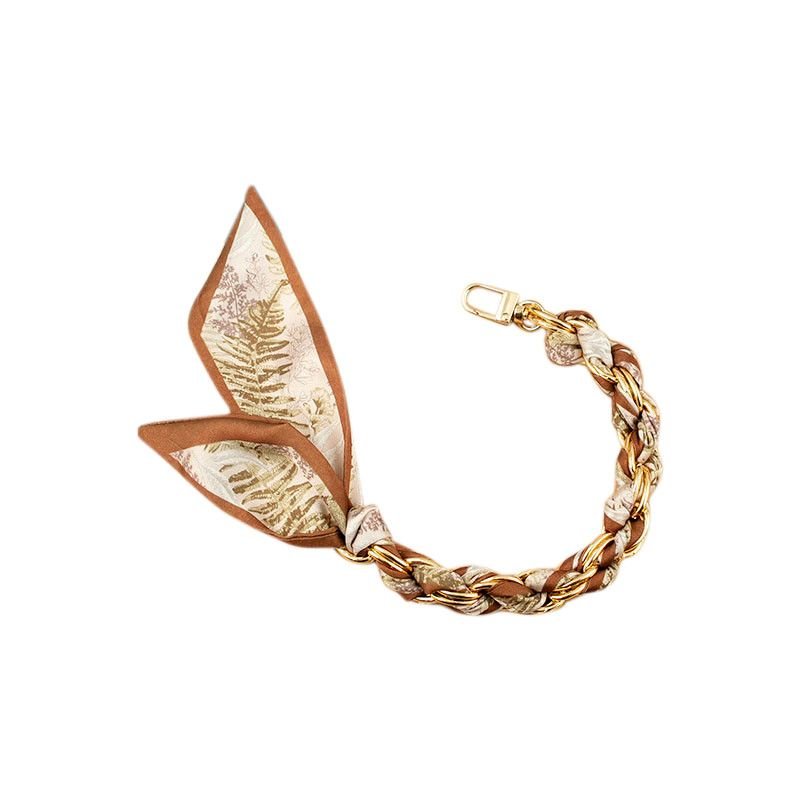 Gemelli Gold Phone Chain with Scarf Brown Mix - Jessi Jayne Boutique