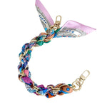 Gemelli Gold Phone Chain with Scarf Pink and Blue - Jessi Jayne Boutique