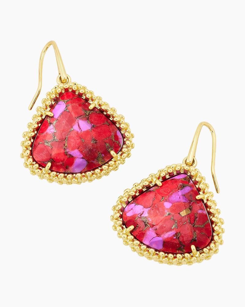 Kendra Scott Framed Kendall Large Drop Red Fuchsia Earrings - Jessi Jayne Boutique