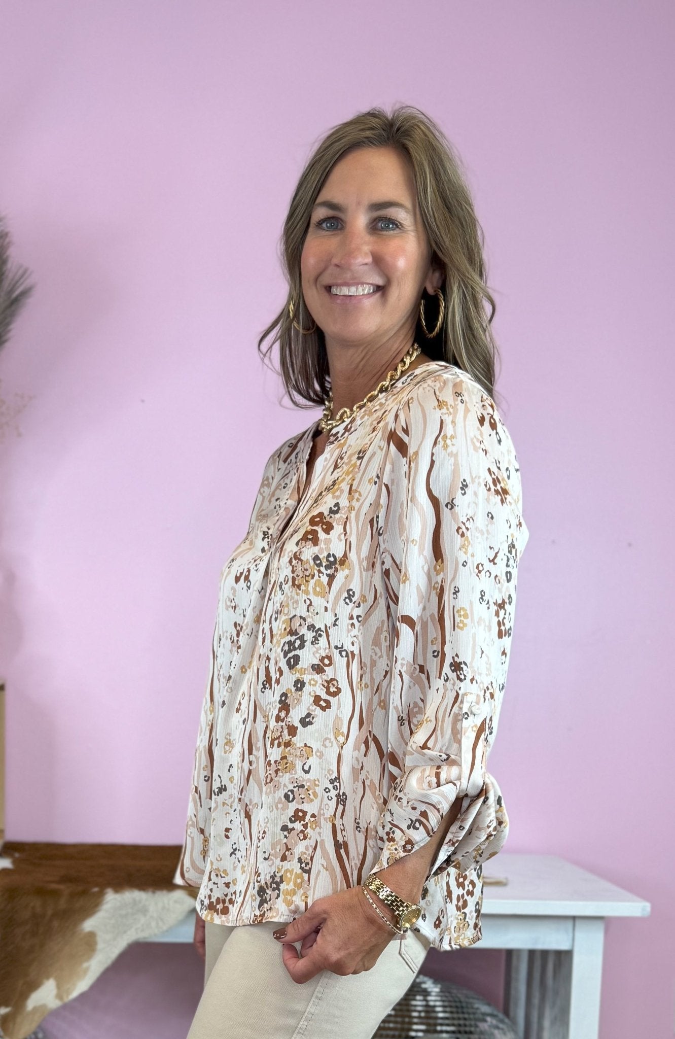 Back To Me Multi Print Leopard Satin Blouse - Jessi Jayne Boutique