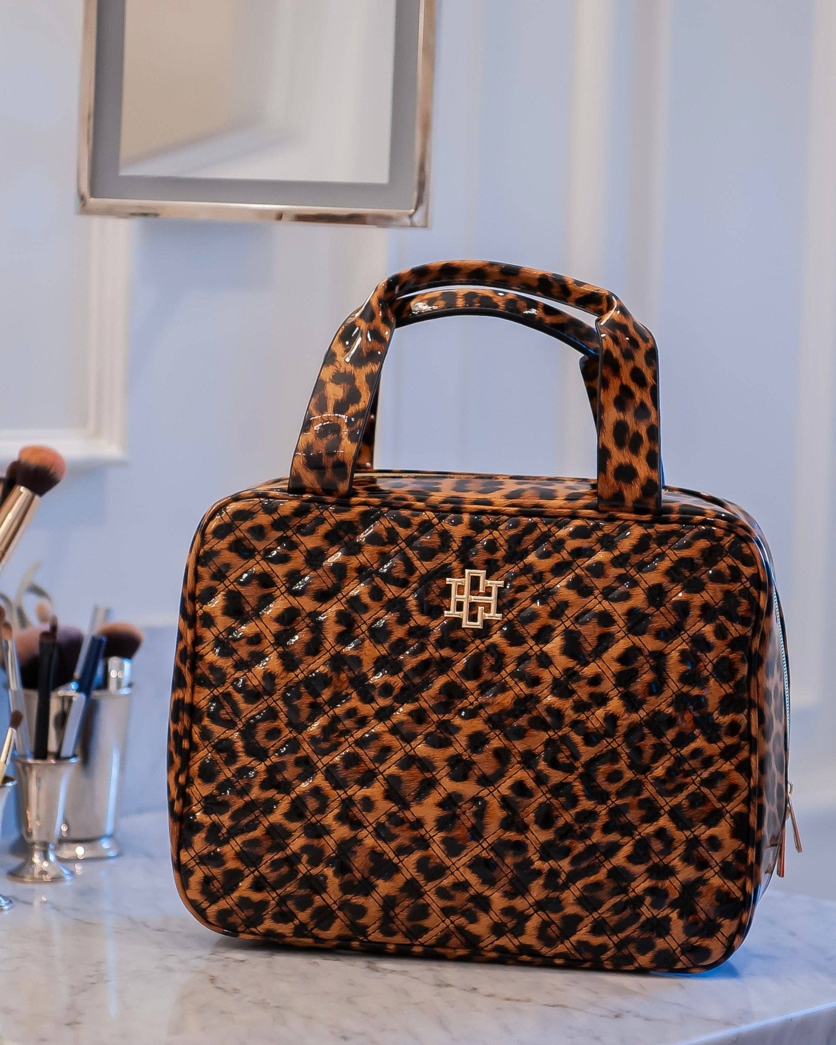 Punta Cana Large Leopard Patent Case Bag - Jessi Jayne Boutique