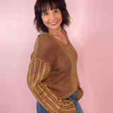Mocha Even Better Knit Contrast Sweater - Jessi Jayne Boutique