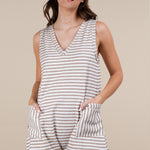 Striped Knit Casual Comfy Romper - Jessi Jayne Boutique