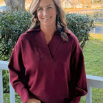 Easy Authority Collared Pullover Top - Jessi Jayne Boutique