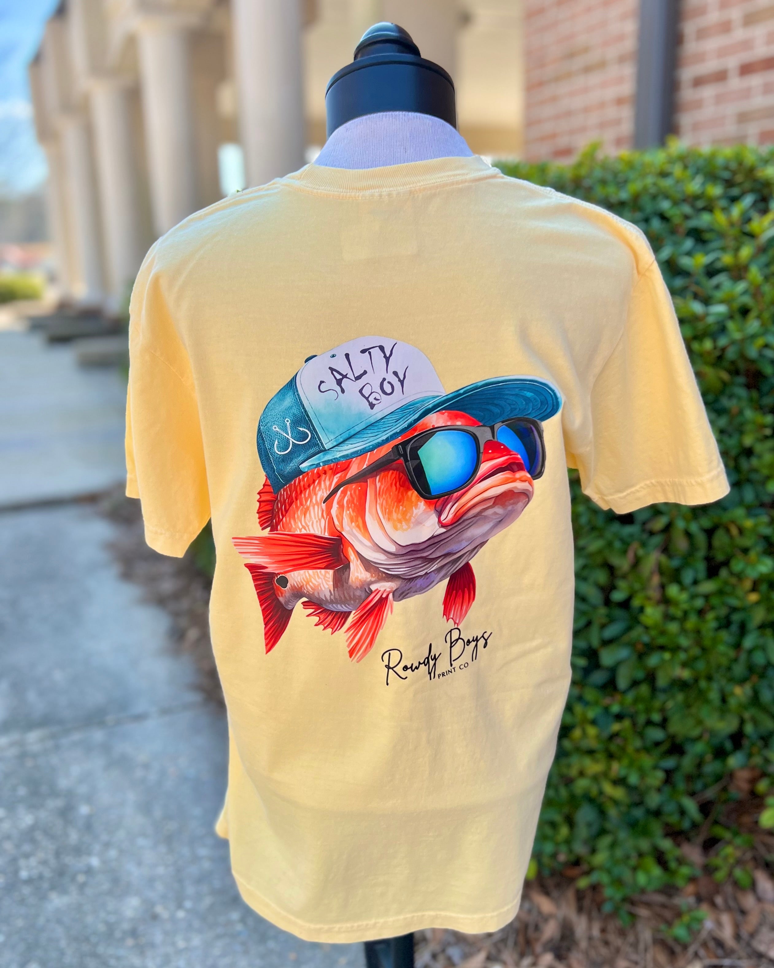Salty Boy Fish Men's Yellow T Shirt 3X