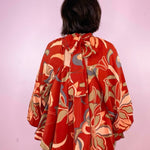 The Most Wonderful Time Of Year Rust Printed Mock Neck Long Sleeve Blouse - Jessi Jayne Boutique