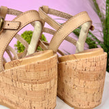 Bahamas Blowfish Malibu Vegan Leather Cashew Color Wedge Heels - Jessi Jayne Boutique