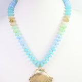 Scally Shell Beaded Necklace Aqua