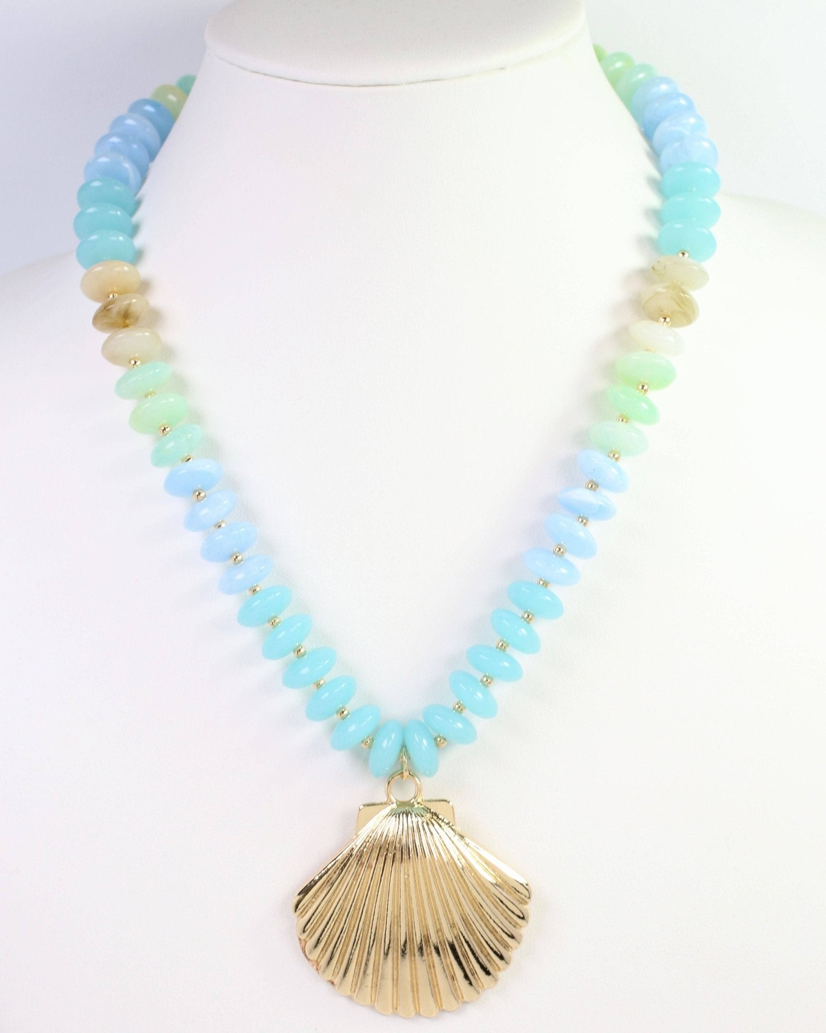 Scally Shell Beaded Necklace Aqua - Jessi Jayne Boutique