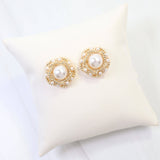 Dunkirk Embellished Pearl Stud Earring Gold