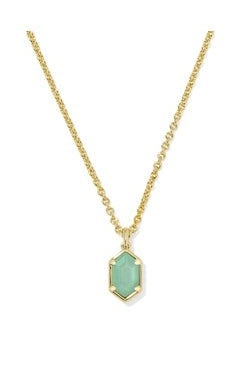 Kendra Scott Hallie Short Gold Mint Green Watercolor Necklace - Jessi Jayne Boutique