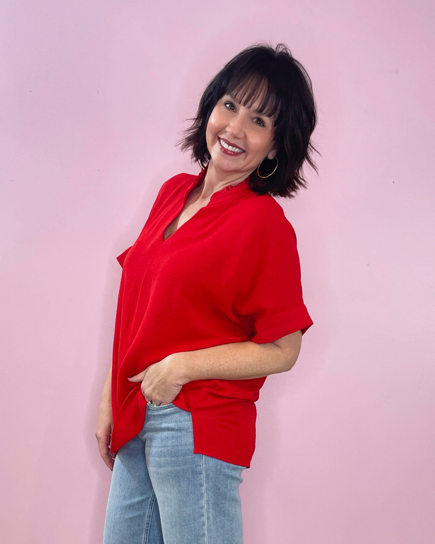 Chic Ease V - Neck Blouse (two colors) - Jessi Jayne Boutique