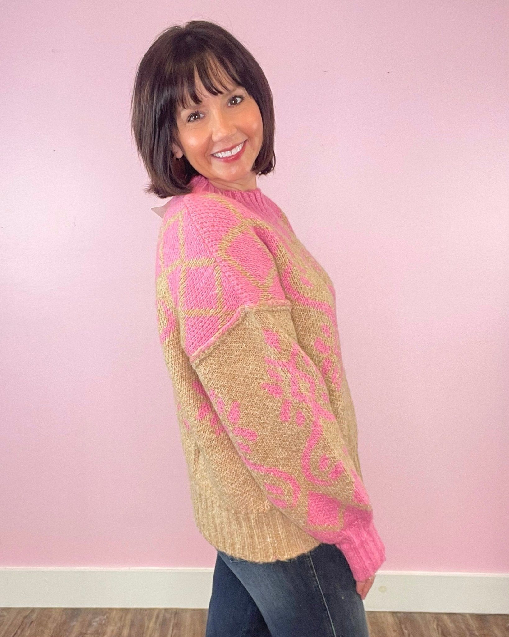 I Was Thinking Pink Floral Sweater - Jessi Jayne Boutique