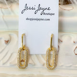 Small Gold Dangle Diamond Earrings - Jessi Jayne Boutique