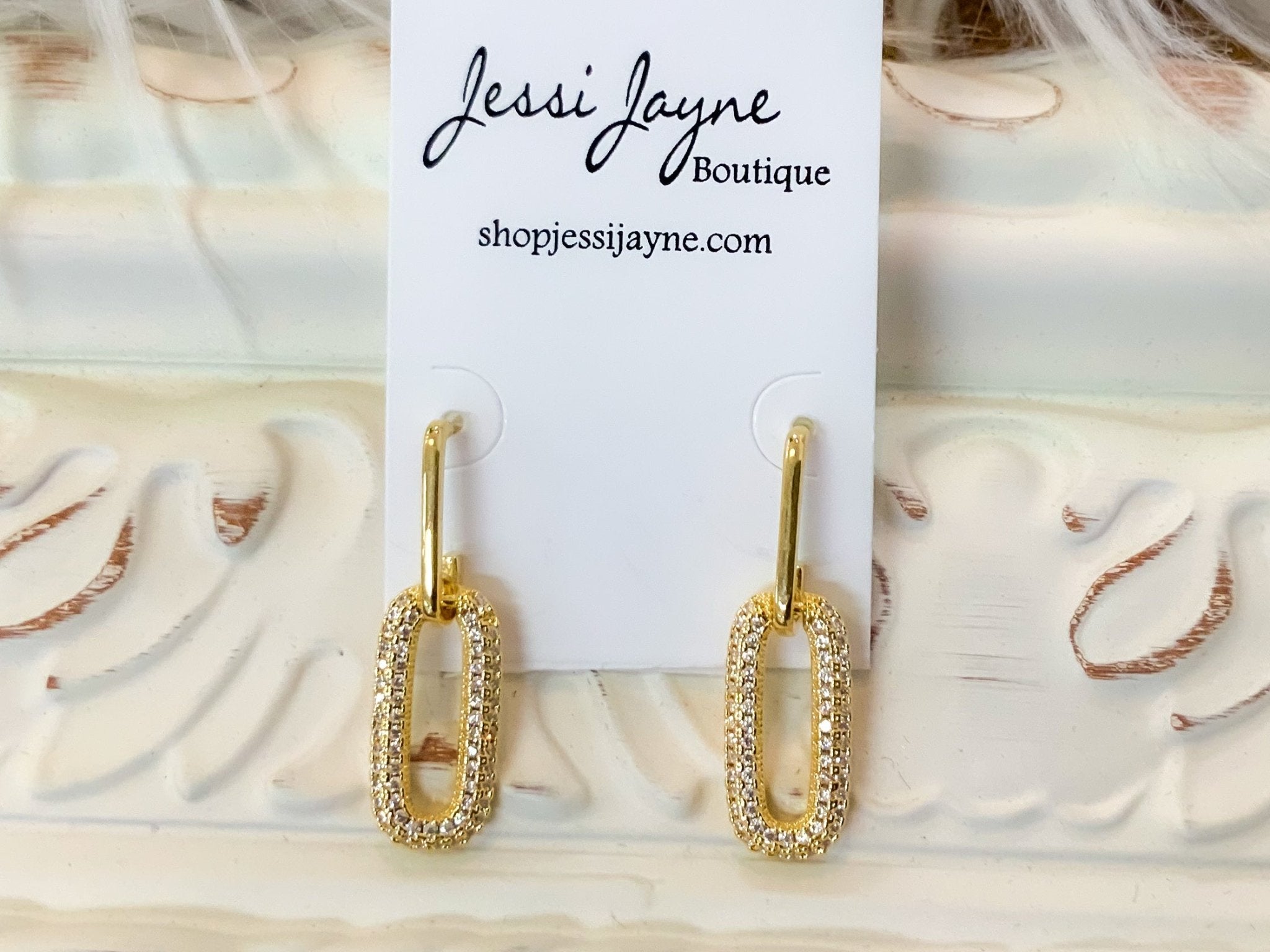 Small Gold Dangle Diamond Earrings - Jessi Jayne Boutique
