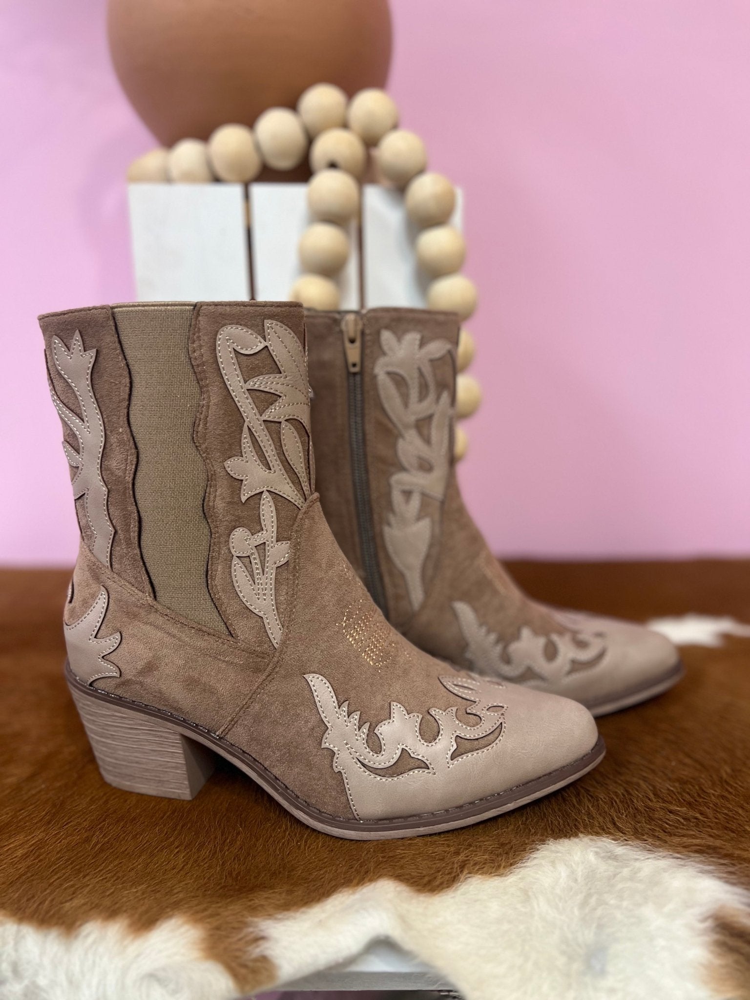 Wilder Two Tone Printed Bootie - Jessi Jayne Boutique