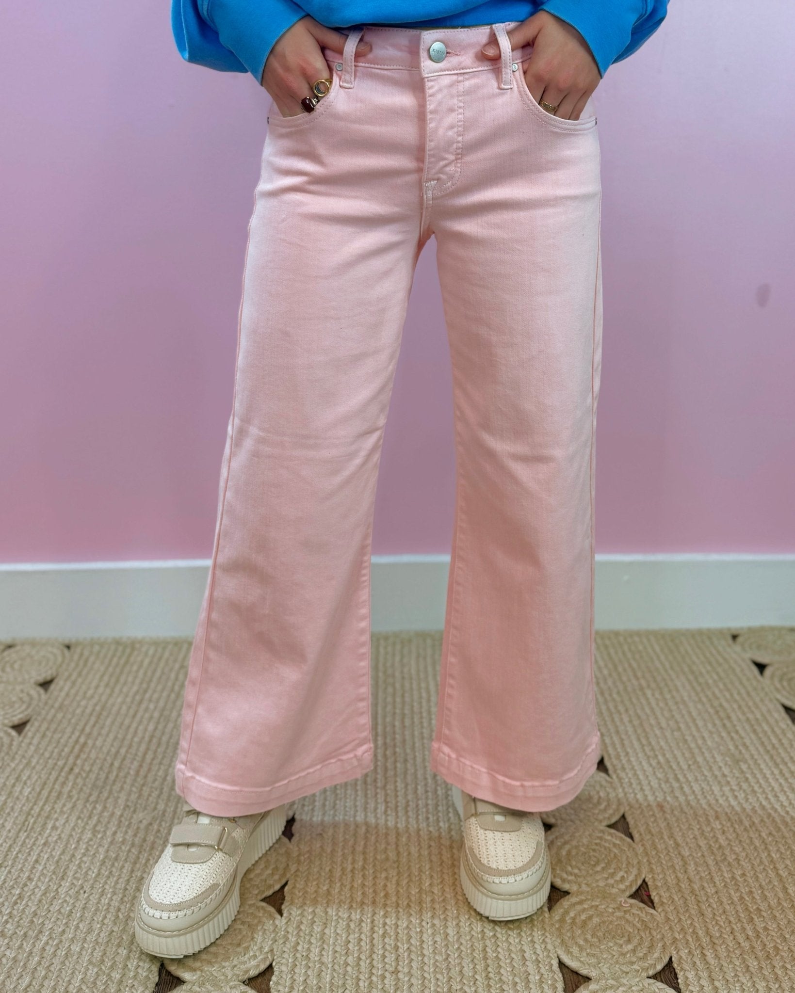 Blush Babe Tummy - Control Wide - Leg Crop Risen Jeans - Jessi Jayne Boutique