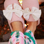 Cozy Pink Bow Slippers - Jessi Jayne Boutique