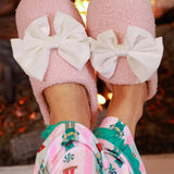 Cozy Pink Bow Slippers - Jessi Jayne Boutique