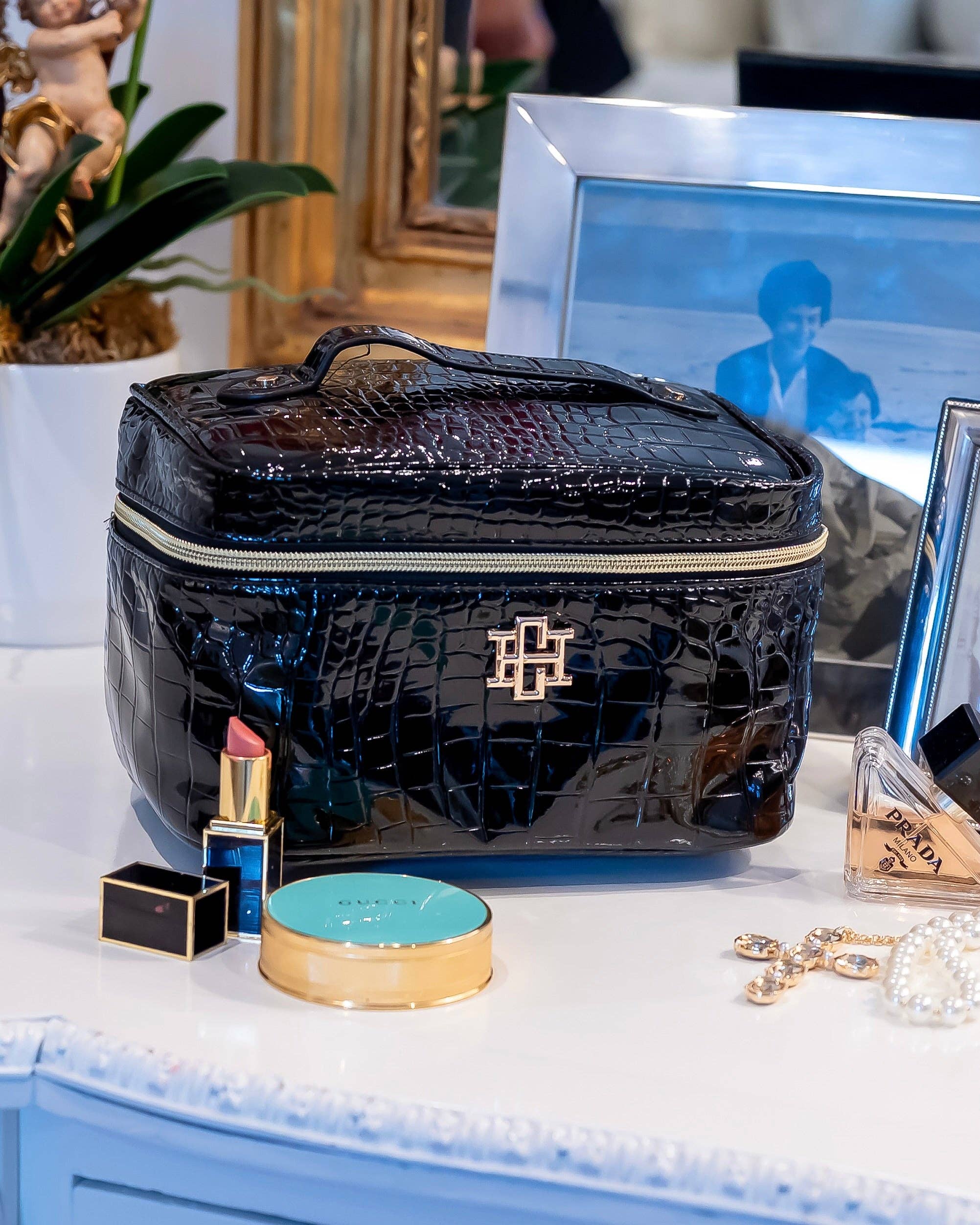 Hampton Black Patent Train Case - Jessi Jayne Boutique