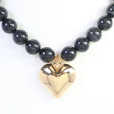 Marjorie Black Marble Beaded Heart Necklace - Jessi Jayne Boutique