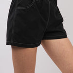Black Utility Chic Contrast Stitch Shorts - Jessi Jayne Boutique