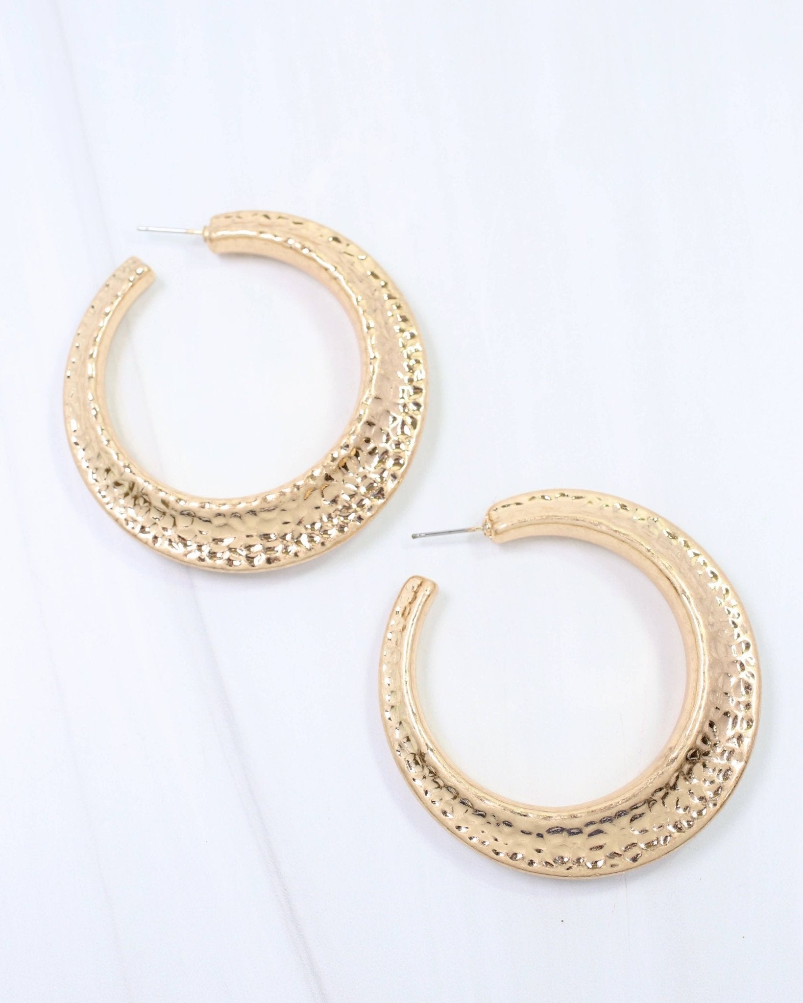 Greensboro Hammered Hoop Earring Worn Gold - Jessi Jayne Boutique
