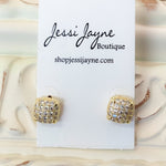 Small Gold Square Diamond Stud Earrings - Jessi Jayne Boutique
