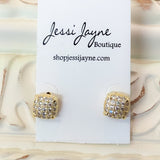 Small Gold Square Diamond Stud Earrings - Jessi Jayne Boutique